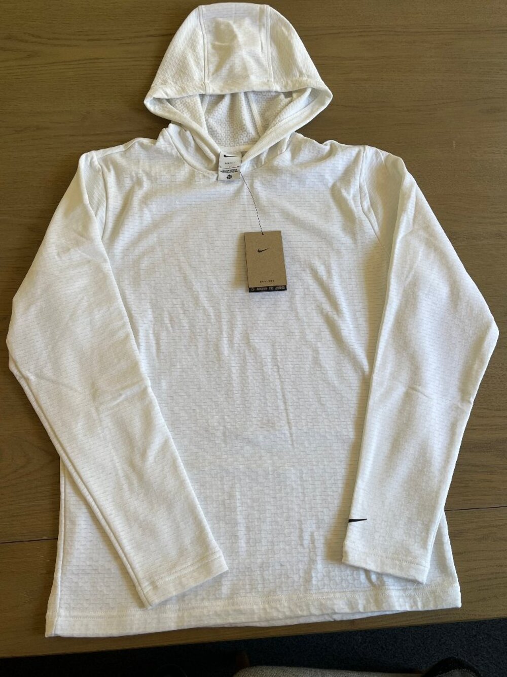 NIKE TOUR GRADE Dri-FIT Lightweight Golf Hoodie - White/Black - Men's S - New - Picture 3 of 7